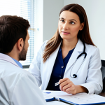 Consultation with a Proctologist**

"A patient, fully clothed in modest attire, sits in a brightly lit doctor's office, discussing concerns with a proctologist. The doctor is attentive and professional, wearing a white coat. The office environment is clean and modern, with medical diagrams visible in the background. Safe for work, appropriate content, perfect anatomy, natural proportions, professional setting, modest attire."

**
