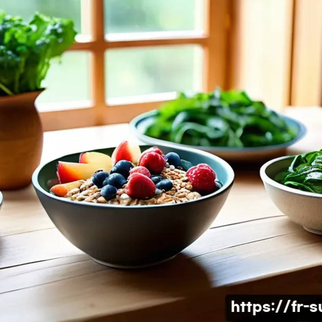 치질 예방을 위한 음식 - A vibrant, detailed kitchen scene showcasing a colorful assortment of high-fiber foods arranged on a...