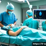 Home 20 담낭 제거 수술 후기 - A calm and reassuring hospital scene showing a middle-aged French patient undergoing laparoscopic ga...
